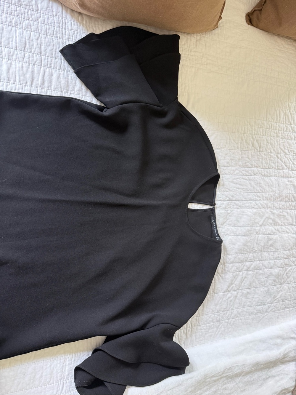 Zara Black Ruffle Sleeve Top